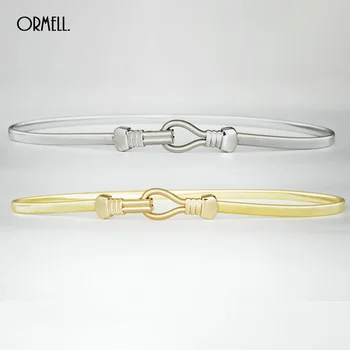 

ORMELL Fashion Elastic Metal Belt For Women 2018 Fashion Luxury Silver Gold Color Stretch Waist Belts For Dresses Waistband