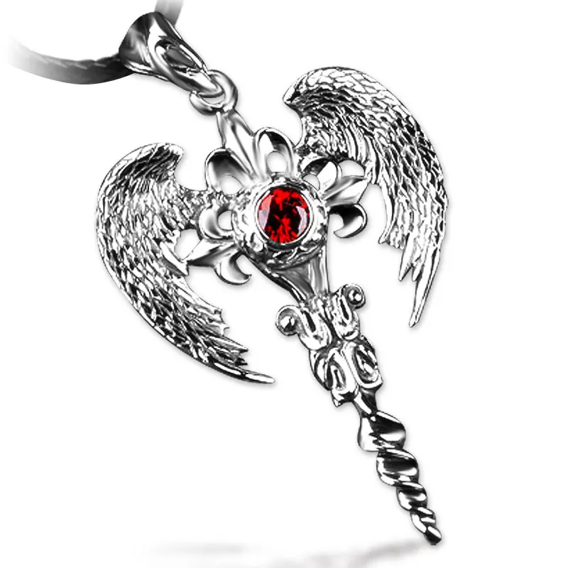 

925 Men Jewelry Silver Retro Tyrrell Personality Dark Archangel Sword Pendant Necklace Male