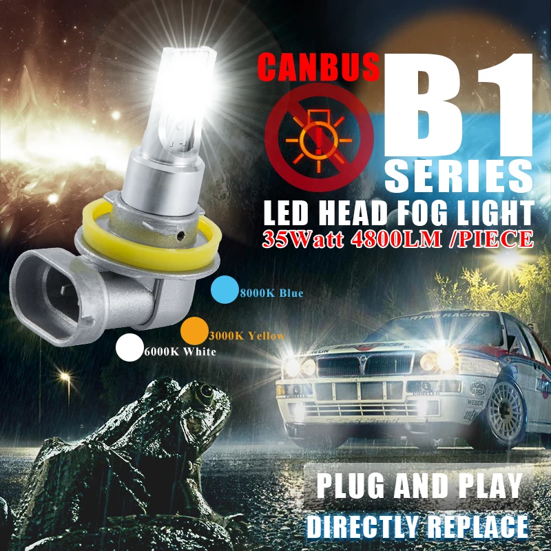 CNSUNNYLIGHT без мерцания H11/H8 9005 9006 светодиодный передний противотуманный фонарь