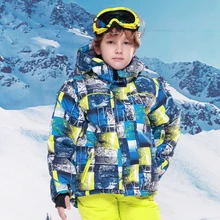 Зимняя детская Водонепроницаемая лыжная куртка на-30 градусов, толстая камуфляжная теплая куртка для сноубординга для девочек и мальчиков, ветрозащитная, дышащая