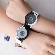 Mode Fleur Bling Élégant En Cuir PU Antichoc Quartz Bracelet Cadeau Montres Montre-Bracelet pour Femmes Étudiants Femelle OP001