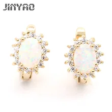 JINYAO серьги с опалом 925 серебро, позолоченные