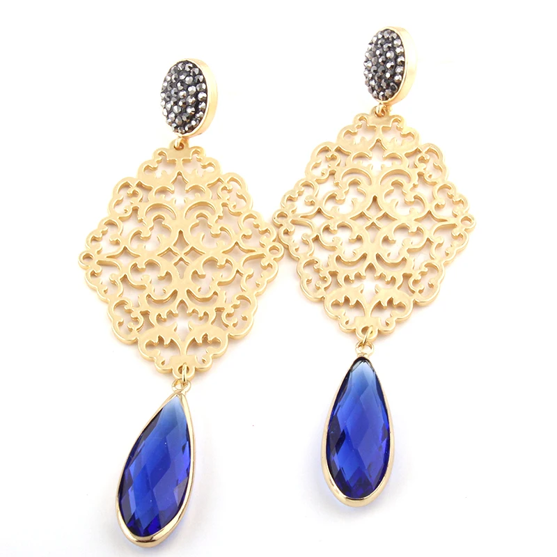 

Fashion Metall Grid Links Crystal Drop Earring