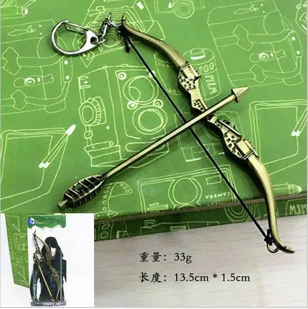 Green Arrow Weapons Bow and Arrow Metal Keychain Pendant Key Chain Chaveiro Key Ring with retail