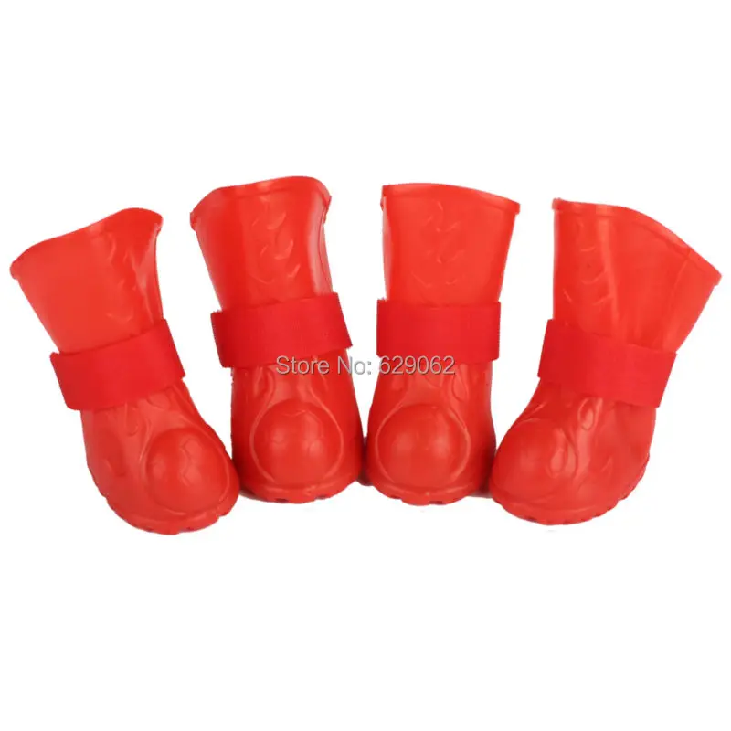 4pcs/set Small Dog Cat Rainshoes Pet Puppy Galoshes Outdoor Travel Dog's Rain Boot Shoes For