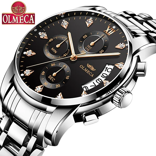 Мужские s часы лучший бренд класса люкс OLMECA Relogio Masculino 3ATM водостойкие хронограф