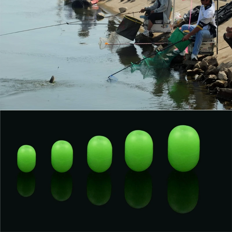 100Pcs Fishing Luminous Beads Cylindrical Float Stopper Balls Tackle