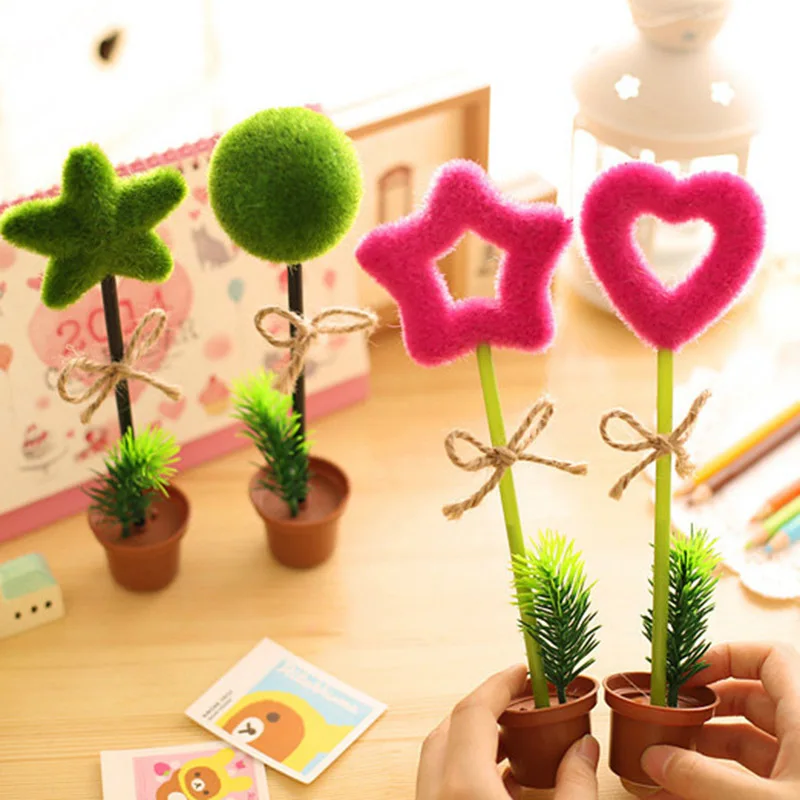 

Creative green garden plant desktop decoration ballpoint pen Kawaii potted flowerpot Pens Office School Supply Korea Stationery