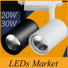 Светодиодный железнодорожных путей светильники 20 Вт/30 Вт черный/белый корпус светодиодный потолочный светильник светодиодный прожектор лампа настенная лампа Трековый cob светильник