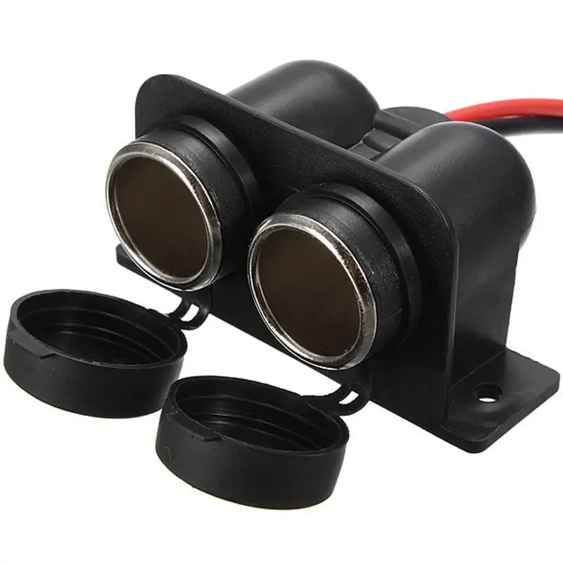 

12V 2 Way Waterproof Power Car Motorbike Motorcycle Boat Cigarette Lighter Double Socket Adapter Connectors new