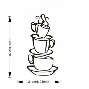 Removable Kitchen Decoration sticker Coffee Cups Cafe Tea Wall Sticker Coffee House Wall Decal Vinyl Art Mural Pub Decals Y 76