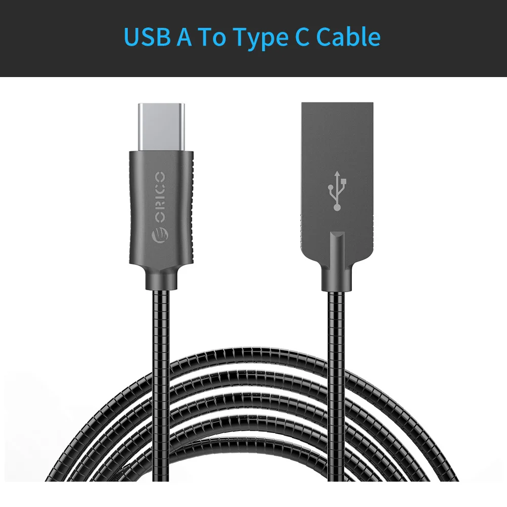 Кабель ORICO usb type-C 2,4 А, Максимальная зарядка и синхронизация, кабель type-C для samsung S9 S8 Xiaomi mi6 huawei - Цвет: Black