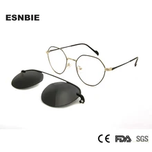 Женские корейские оправы для очков Круглый Магнитный Зажим на солнцезащитные очки близорукость женские очки оправа сплав женские очки прозрачные