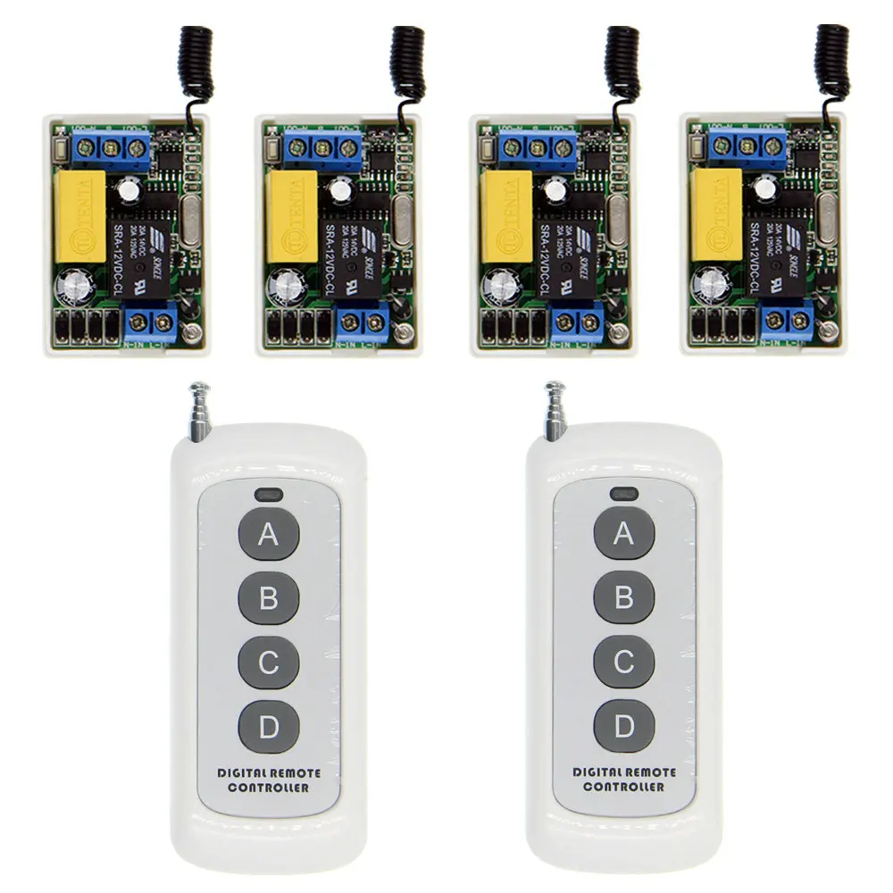 

0-500m Mini Size 220V 1CH 1CH 10A Wireless Remote Control Switch Relay Receiver +2 X Transmitter System ,315 / 433 Toggle