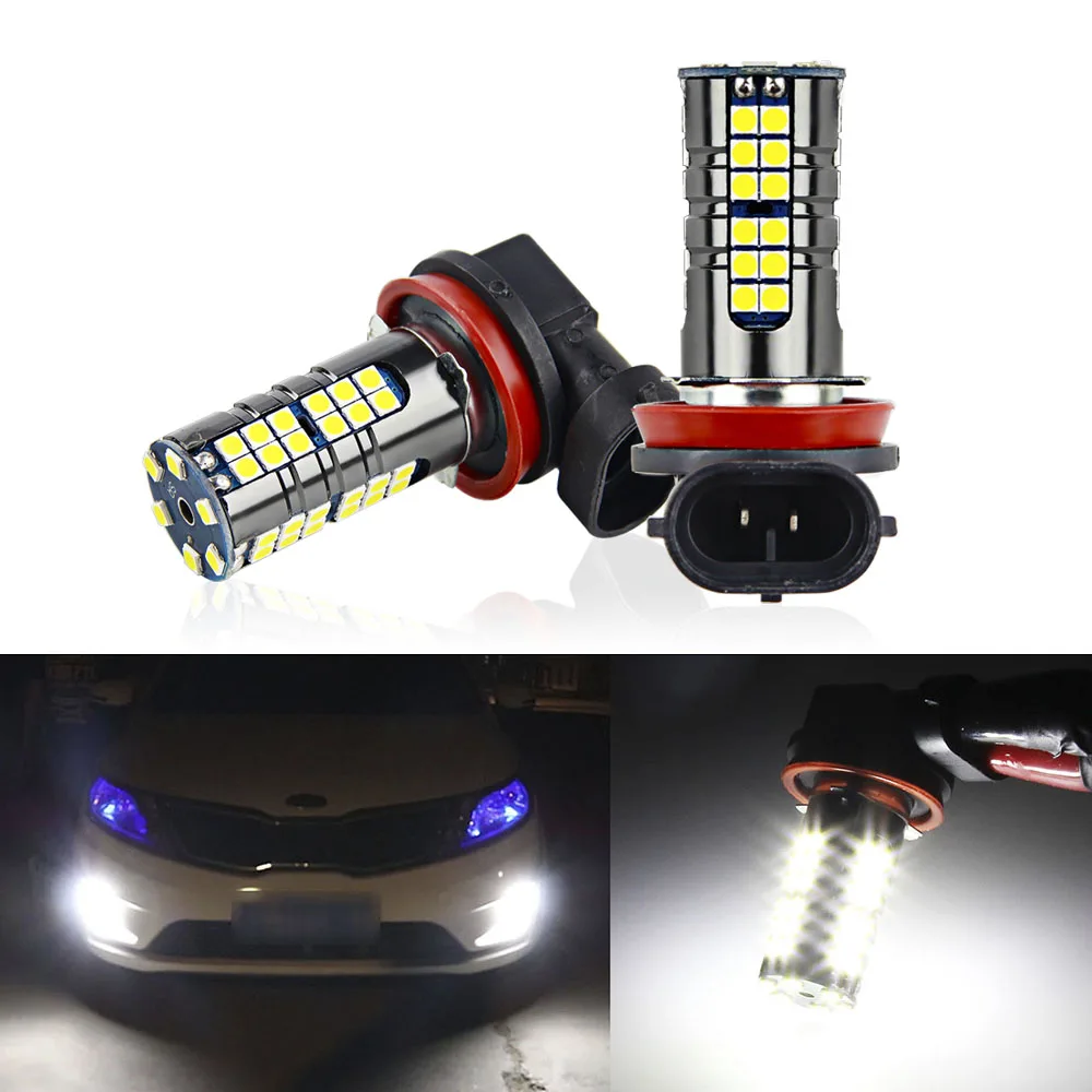 2PCS H11 LED H8 Car Lights 12V-24V Replacement Fog Light Bulbs 2000LM 6000K White Super Bright LED Car Auto Running Driving Lamp