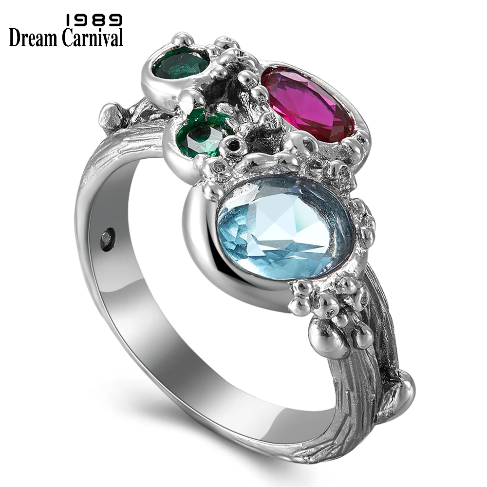 

DreamCarnival 1989 New Arrivals Summer Jewelry Rings for Women Blue Fuchsia Tone Colorful Zircon Gothic Cute Chic Jewel WA11670
