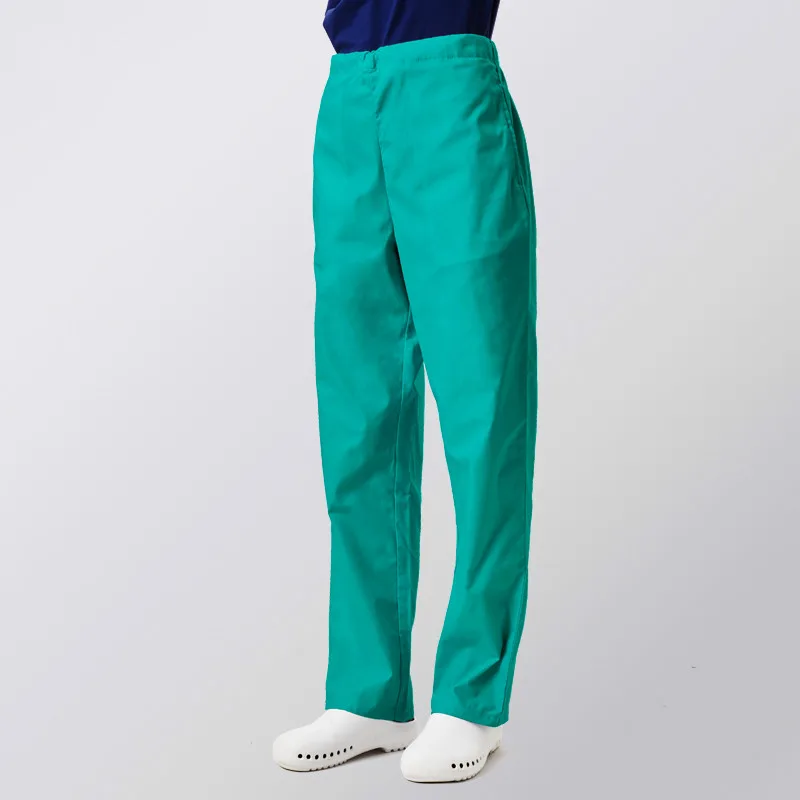 Однотонные женские и мужские больничные рабочие длинные штаны, регулируемые эластичные талии, мягкие, для врача, хирургической медсестры, хирургические униформы, лабораторные штаны - Цвет: Зеленый
