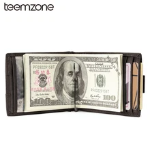 Teemzone, многофункциональный, мужской, Crazy Horse, кожа, 3-6, тянущийся, тянется, держатель для кредитных карт, ID, с эластичным зажимом для денег, кошелек K361