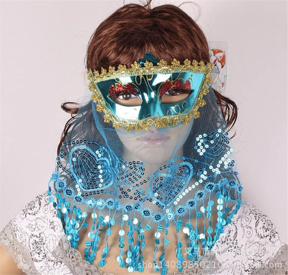 Пикантные блестки маска с вуалью Для женщин девочек Венеции принцессы маскарадные маски реквизит мяч вечерние декор Хэллоуин, день