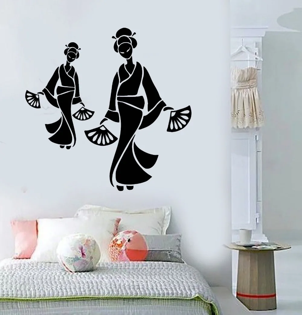 Vinyl Wall Decal Geisha Asian Art Decor Oriental Woman Stickerswoman
