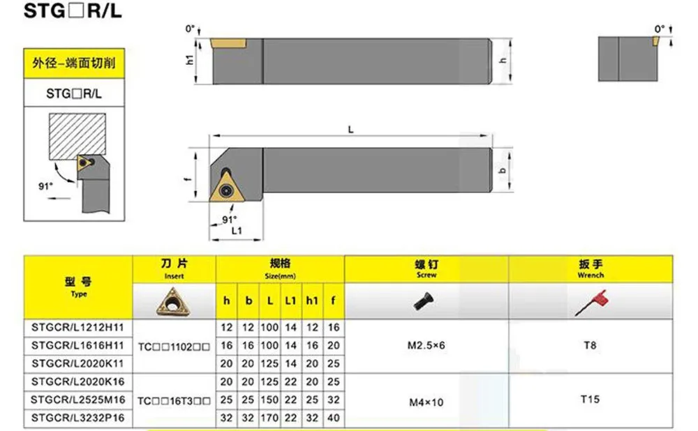 Gaobey 91°STGCL 2525M16 Index External Lathe Turning Holder For TCMT inserts Gaobey 91°STGCL 2525M16 Index External Lathe Turning Holder For TCMT inserts