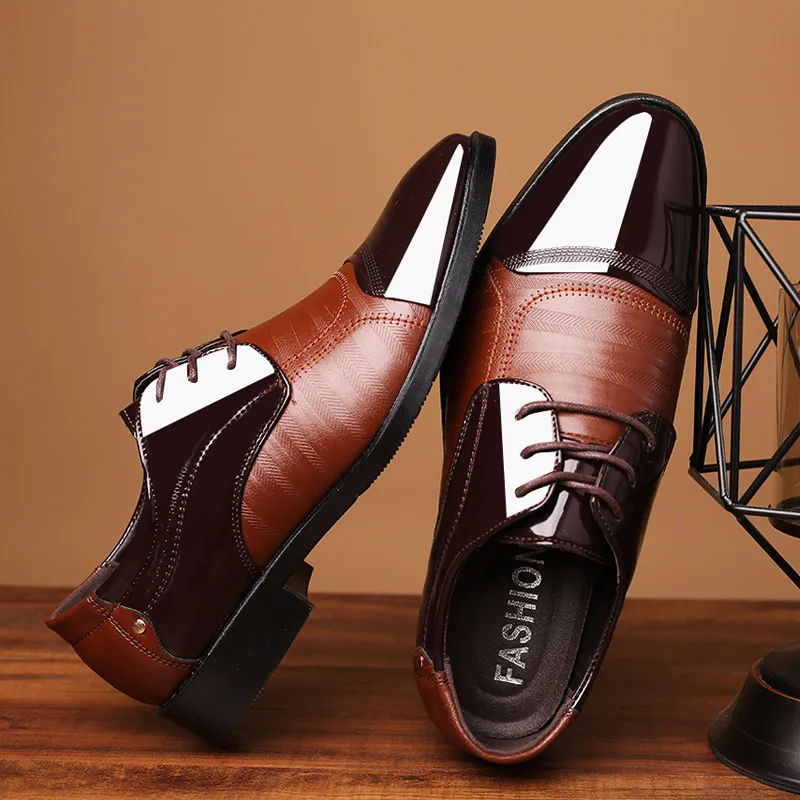VESONAL/; сезон весна-осень; большие размеры; лакированные кожаные туфли; мужские классические модельные туфли; мужские деловые 8810