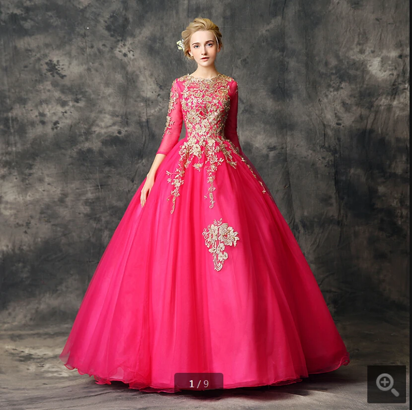 Robe de Mariage ярко-синий красный бальный наряд 3/4 рукав скромный мусульманский женское платье для выпускного аппликационные жемчужины для кружева торжественные платья для выпускного