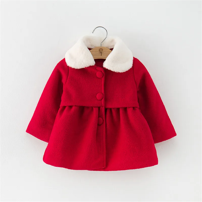 

2019 Winter Spring Baby Girls Warm Coats & Jacket For Children Girls Winter Solid Wool Long Sleeve Clothing Clothes 1-5 Years