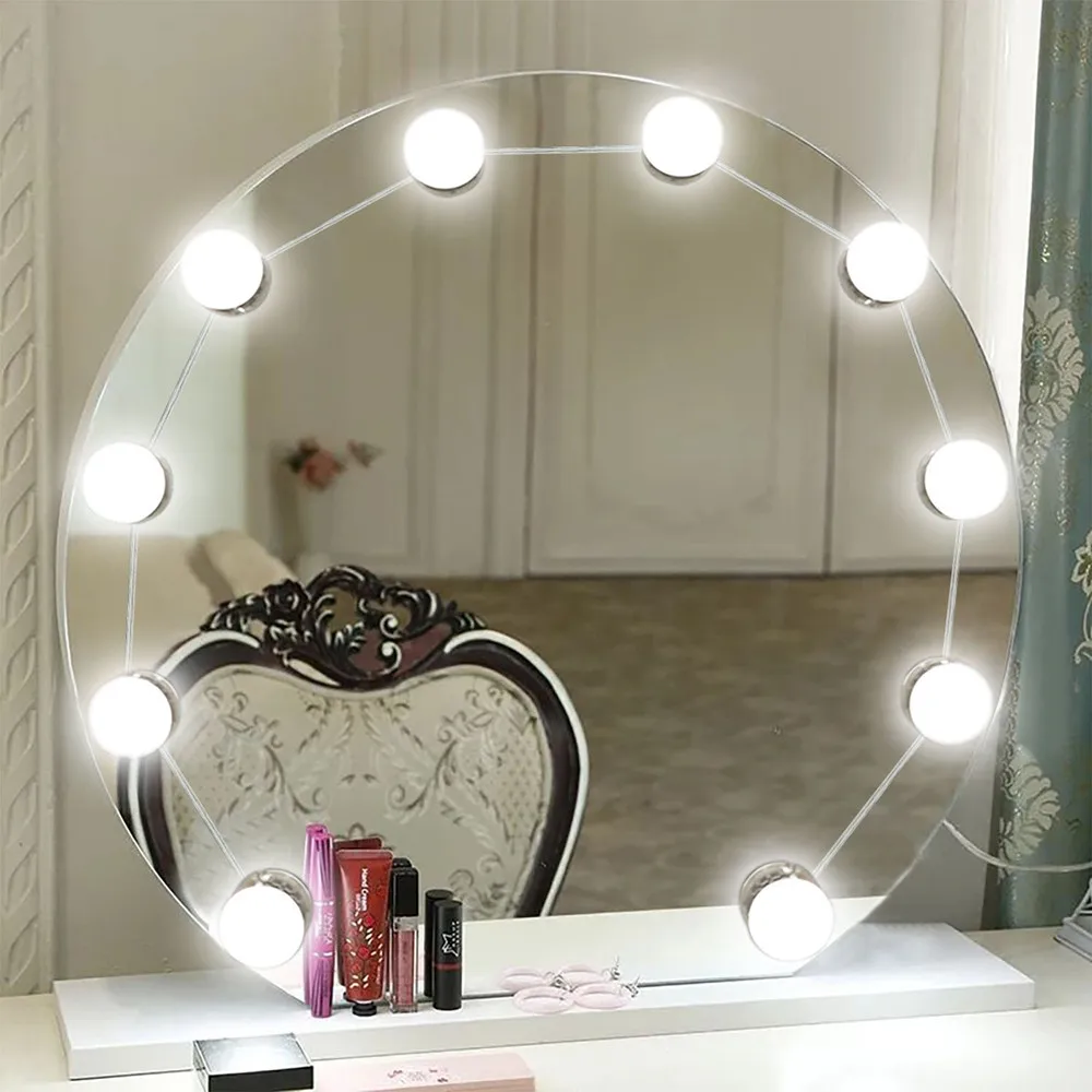 Косметическое зеркало для макияжа Светодиодный лампочки зарядка через usb Порты и разъёмы косметический освещенные Регулируемый Яркость