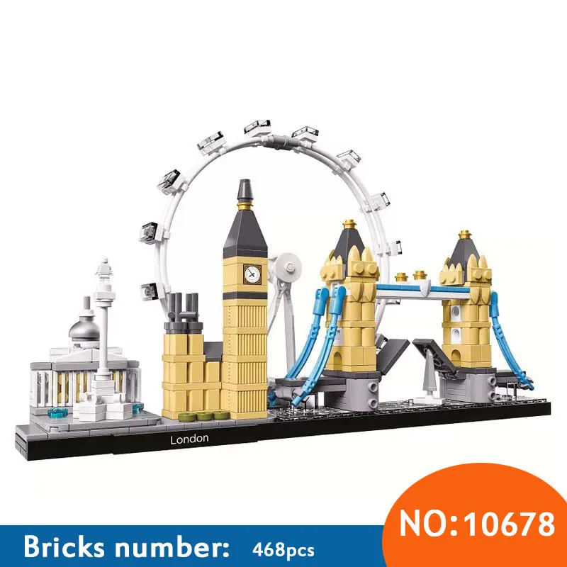 

468Pcs Landmark building London Tower Bridge Big Ben Model Building Blocks Kids DIY Bricks Educational Children Toy Gift