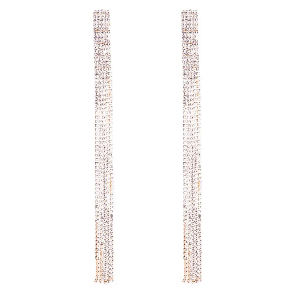 KMVEXO новейшие модные длинные большие висячие серьги Свадебные Кристальные массивные Ювелирные серьги женские подарки для помолвки - Окраска металла: Gold