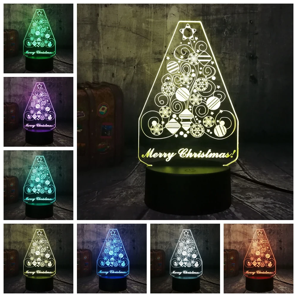Новый креативный Снежинка Рождественская елка 3D светодиодный светильник RGB