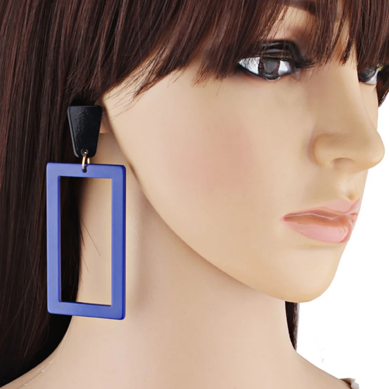 

Fashion Square Earring For Women 1Pair Handmade Rectangle Plastic Resin Earings For Women Creative Drop Dangle Earing Dropship