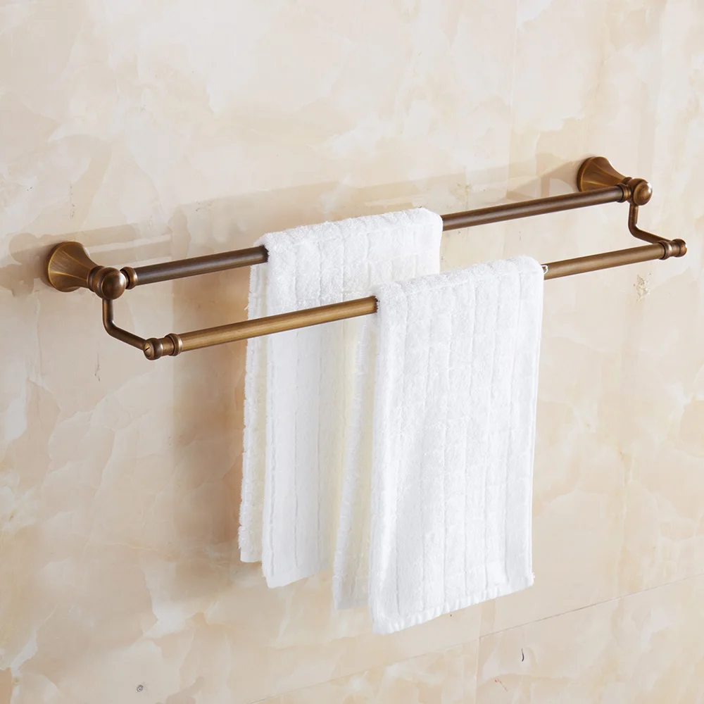 

Antique Stainless Steel Double Towel Bar Luxury Golden Towel Rack Brass Towel Holder Bathroom Accessories