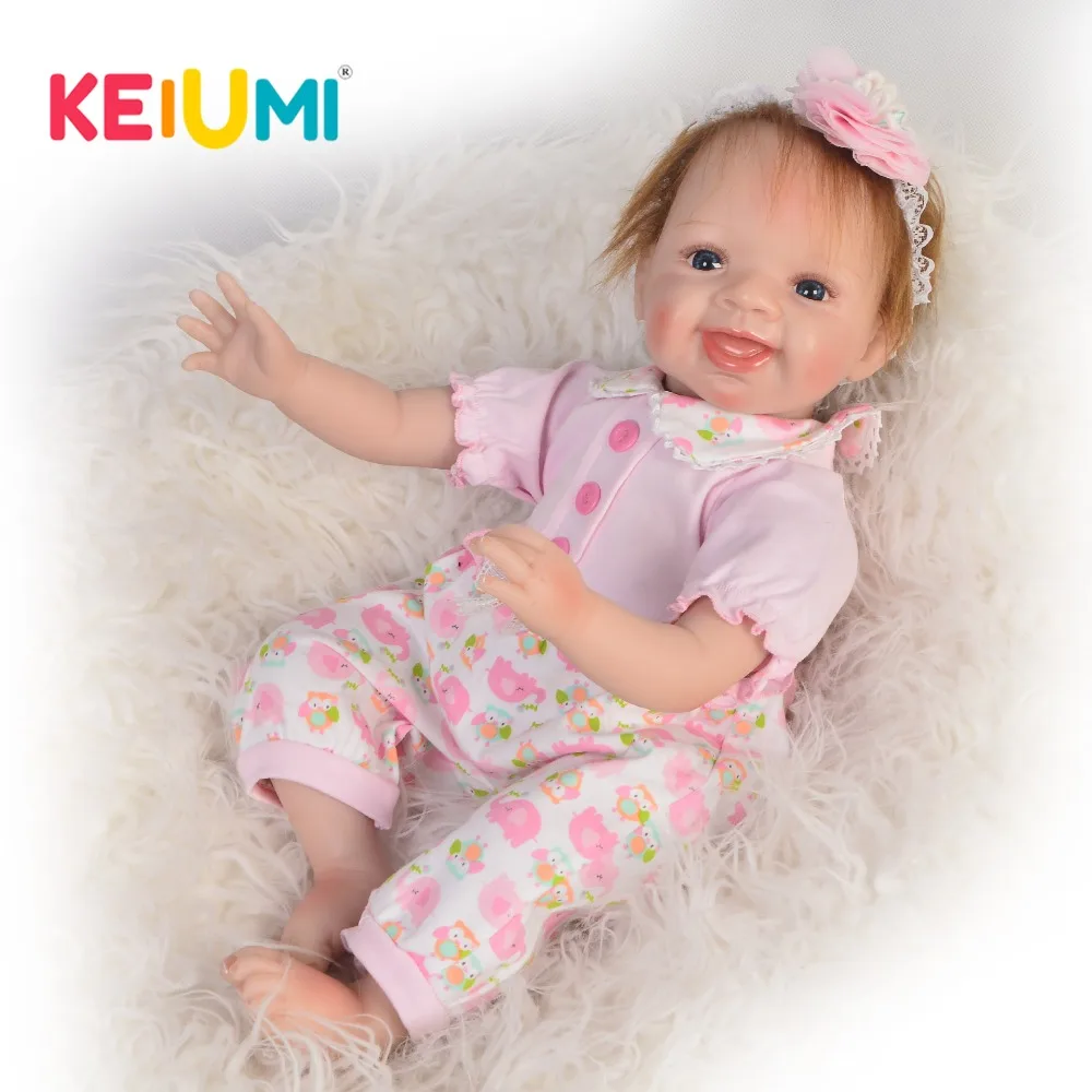 

New Reborn Baby Menina 55 cm With Pillow KEIUMI Silicone 22'' Reborn Baby Dolls Newborn 22'' For Kids Playmates Stuffed Dolls