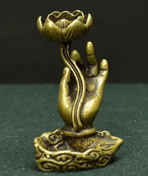 

China Pure brass Buddha's-hand lotus small Incense holder