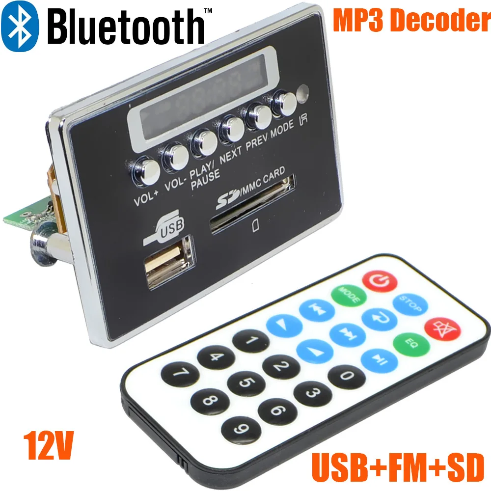 12 В светодиодный автомобильный Bluetooth беспроводной MP3 декодер плата аудио модуль USB SD TF FM радио с номером трека 12003139