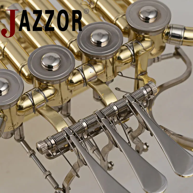 Входная модель двойного рога JAZZOR 4 клавиши плоский Золотой лаковый ветровой