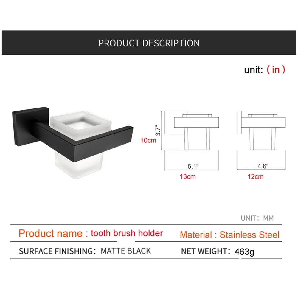 SUS 304 набор из нержавеющей стали для ванной комнаты, Черный Матовый держатель для бумаги, держатель для зубной щетки, держатель для полотенец, аксессуары для ванной комнаты