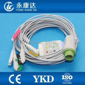 

2pcs/pack Mennen 5 lead one-piece series patient ECG cable,13pin/IEC/Clip ecg lead,CE/ISO13485