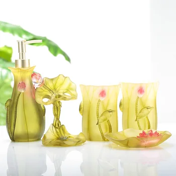 

Bathroom five-piece bath combination resin bathroom set bathroom kit sanitary ware wash mouth cup lotus LO726729