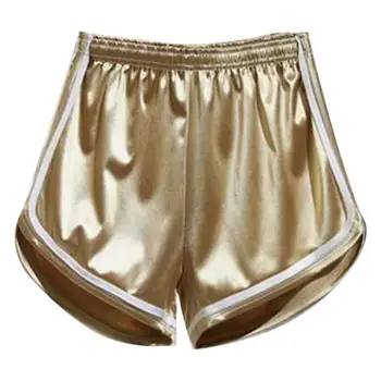 

Women Summer Fitness Stripe Glossy Elastic High Waist Sexy Shorts Pants Trousers Gift