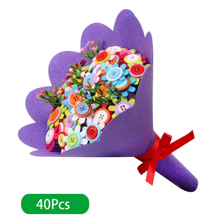 EVA Button букет, детские развивающие игрушки, сделай сам, держащие цветы, ручной работы, подарок, украшение комнаты, наборы цветов, креативные игрушки - Цвет: Синий