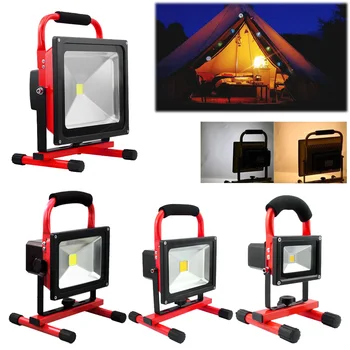 

10/20/30/50W Flood Light Portable Rechargeable Red LED Floodlights Outdoor Industrial Work Lamp Warm Cold White Lighting IP65