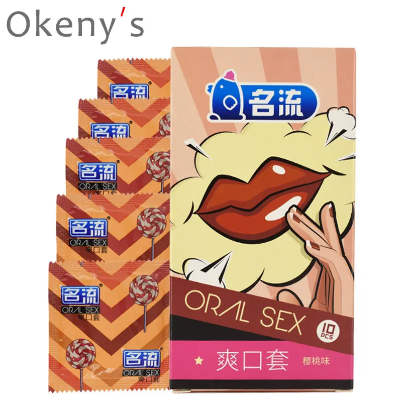 Natural Condoms 10pcs Cherry Flavor Oral Sex Condoms Ultra Thin Large Super Toughnes Latex