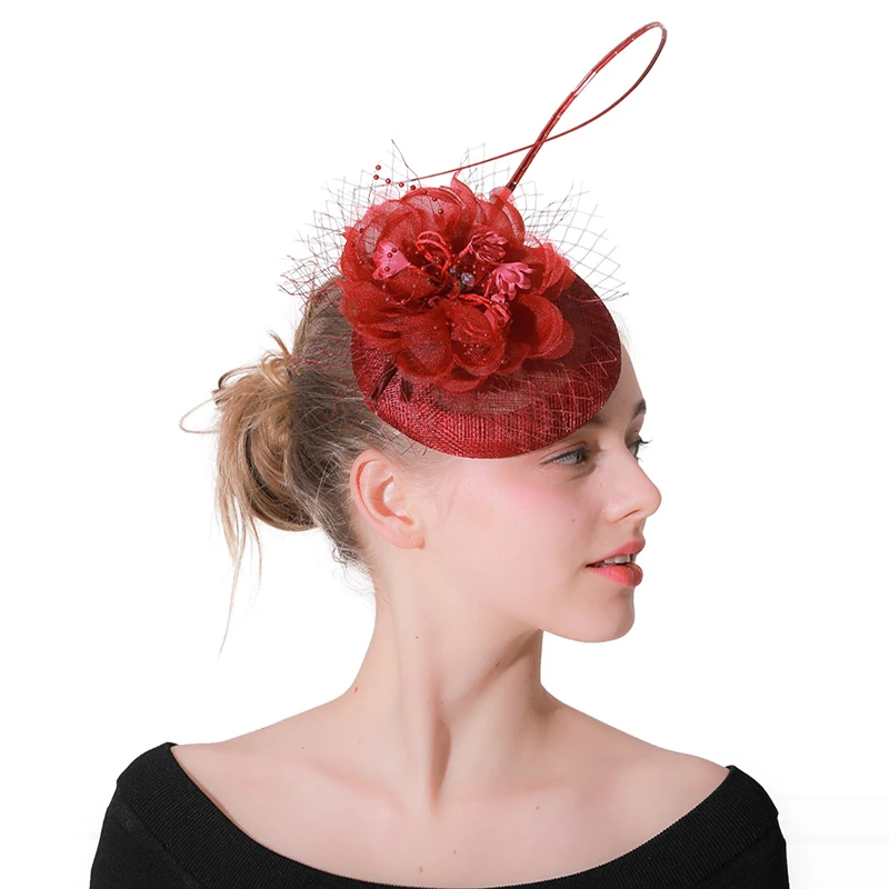 

Vintage Bridal Feather Fascinator Hair Clip Kentucky Derby Wedding Cocktail Fascinator Hat Church Pillbox Hat M199
