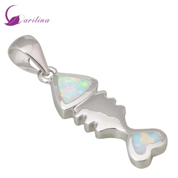 

Individual Design High quality suppliers 925 Sterling silver jewelry Fish White Fire Opal pendants for women P008