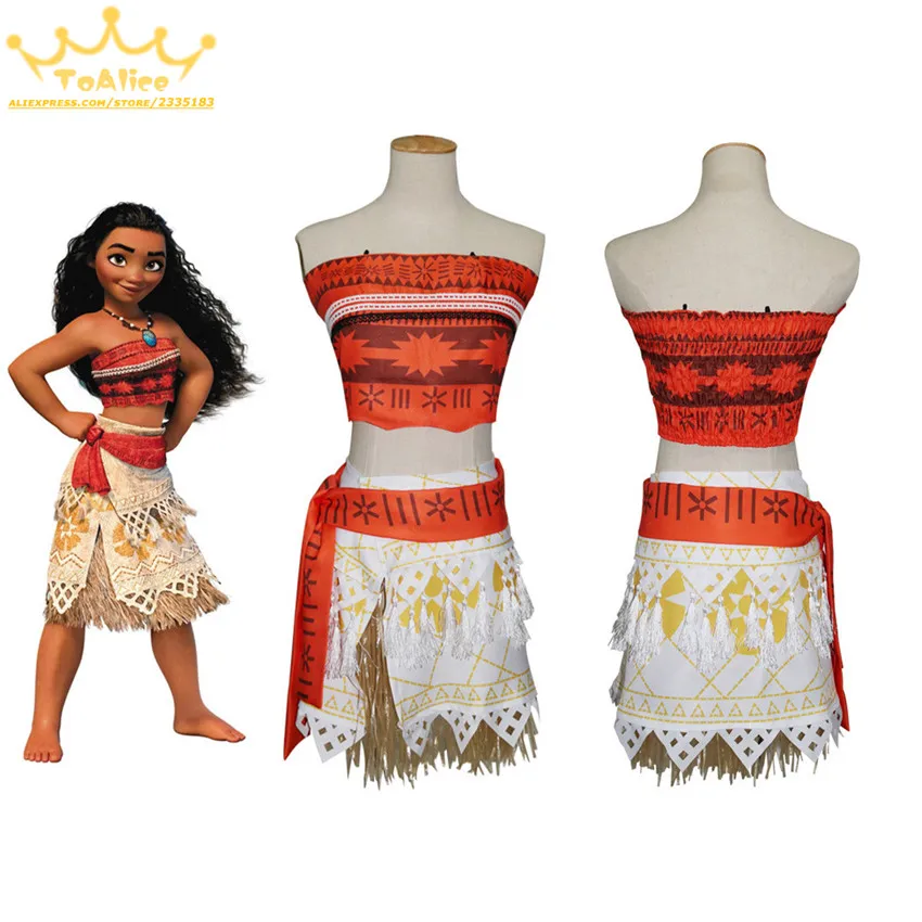 Drop Ship Movie Moana Princess Dress Cosplay Costume Women & Children Kid Skirt Party Dress-in ...