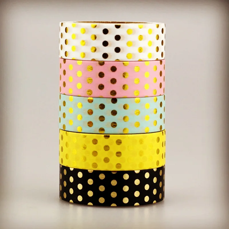 

2017 Pink Dots Foil Washi Tape Paper Set Kawaii Decorative Scrapbooking Tools Masking Tape Adhesive Tapes 5pcs/lot for wholesale