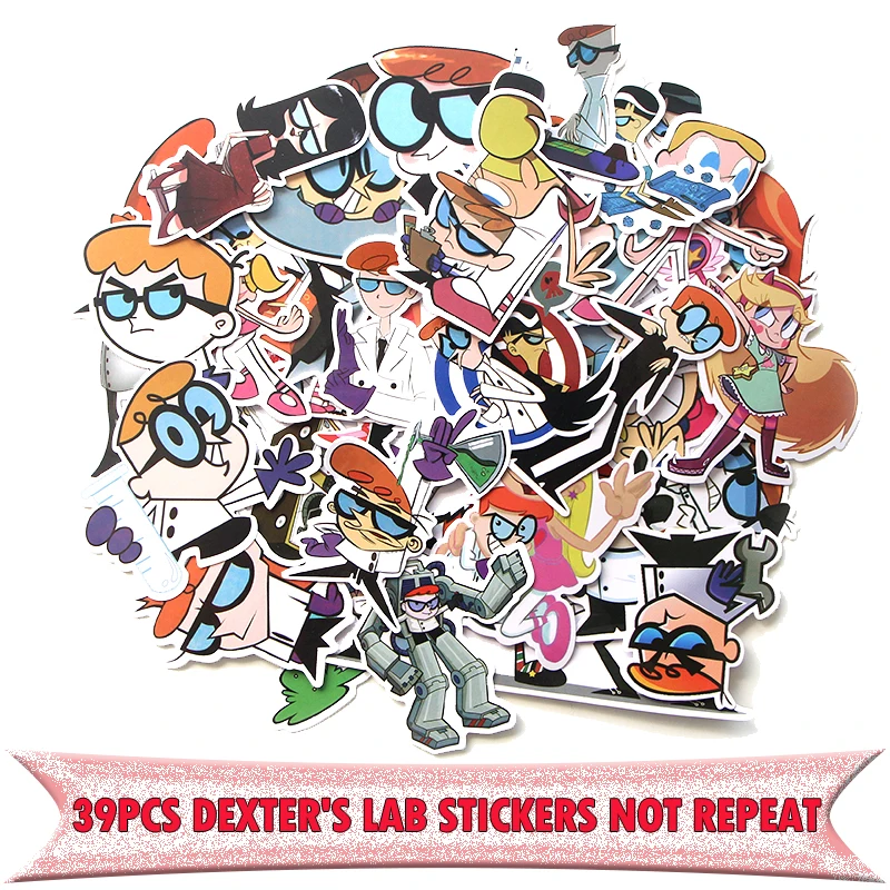 

39pcs Dexter's Lab funny cartoon DIY scrapbooking album Luggage Laptop Motorcycle notebook decal Waterproof Sticker E0049